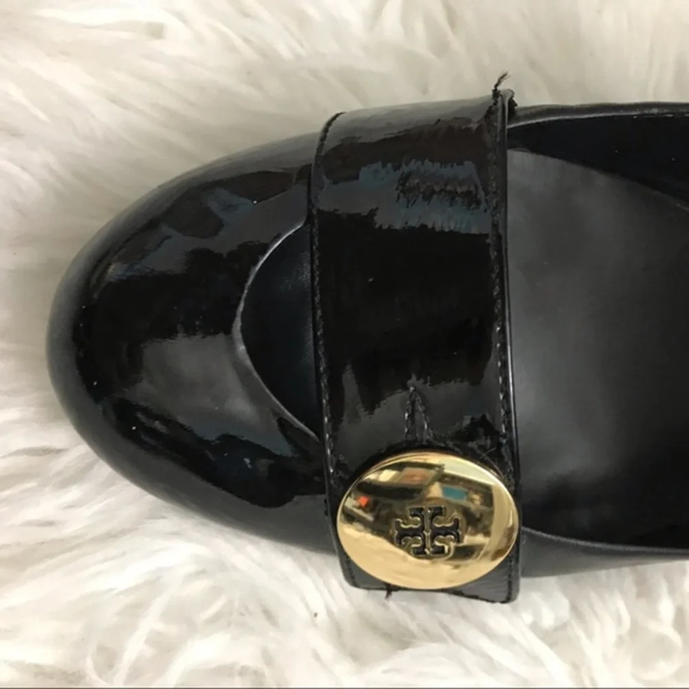 Tory Burch Black Patent Sling Back Heels 8.5
